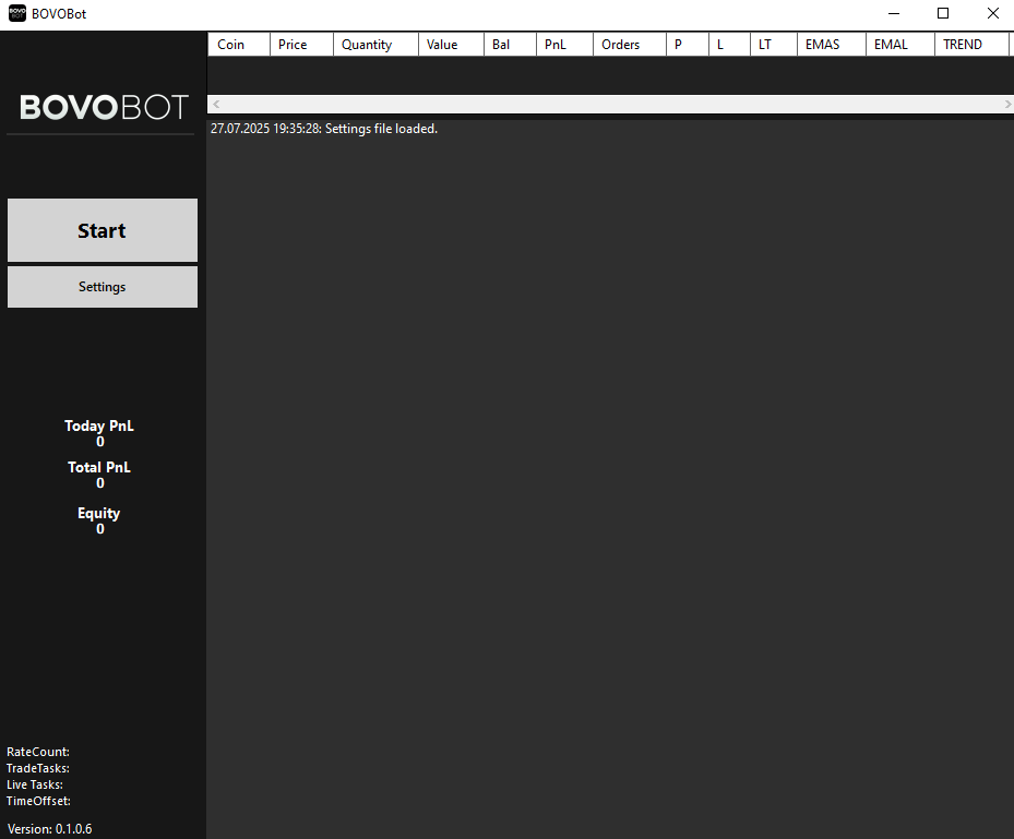 BOVOTRADE Bot UI Preview